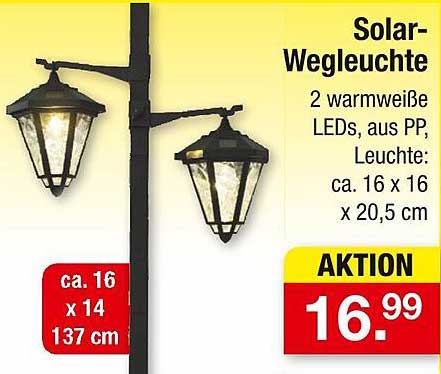 Solar-Wegleuchte mit 2 warmweißen LEDs