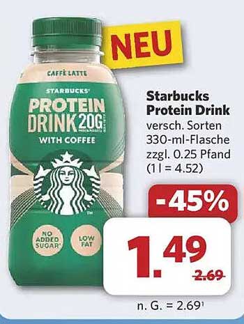 Starbucks Protein Drink 20g – Verschiedene Sorten 330 ml