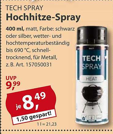 TECH SPRAY Hochhitzespray 400 ml - Schwarz oder Silber