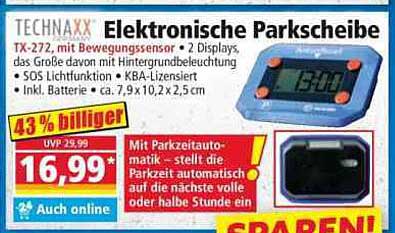 Technaxx Elektronische Parkscheibe TX-272 mit Bewegungssensor