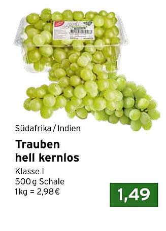 Trauben hell kernlos 500 g