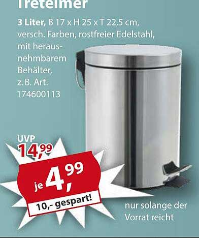Tretmüller 3 Liter, rostfreier Edelstahl