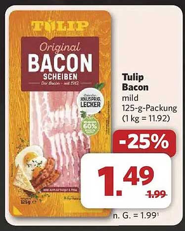 Tulip Bacon Scheiben mild 125-g-Packung