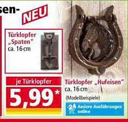 Türklopfer "Hufeisen" und "Spaten" ca. 16 cm