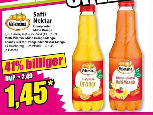 Valensina Saft/Nektar - Orange oder Mildes Orange
