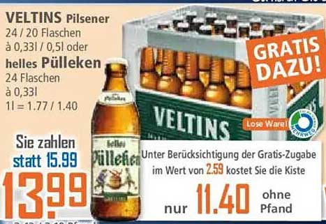 Veltins Pilsener 24 Flaschen (0,33l oder 0,5l) zum Aktionspreis