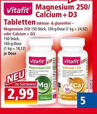 Vitafit Magnesium 250/Calcium + D3 Tabletten