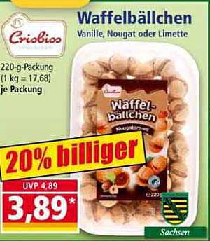 Waffelbällchen - Vanille, Nougat oder Limette