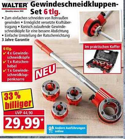WALTER Gewindeschneidkluppen-Set 6 tlg.