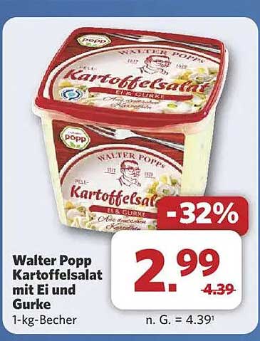 Walter Popp Kartoffelsalat mit Ei und Gurke 1-kg-Becher