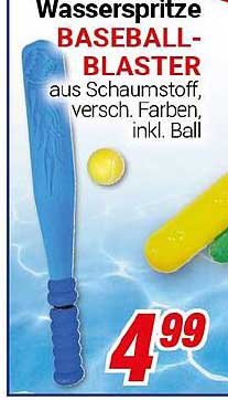 Wasserspritze BASEBALL-BLASTER aus Schaumstoff, verschied. Farben, inkl. Ball