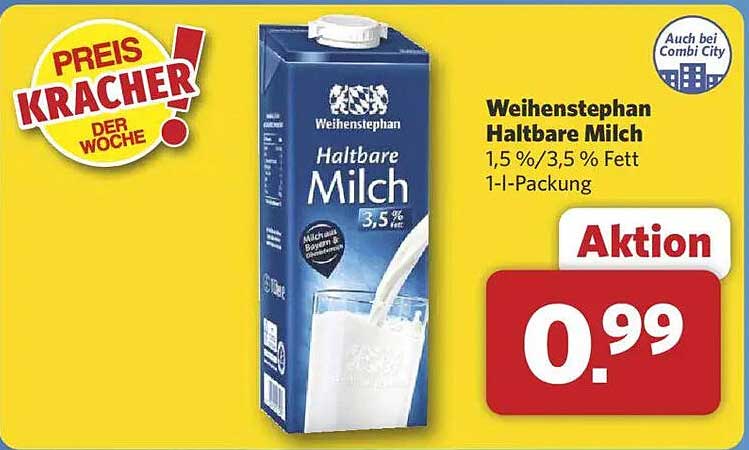 Weihenstephan Haltbare Milch 1,5 %/3,5 % Fett 1-L-Packung