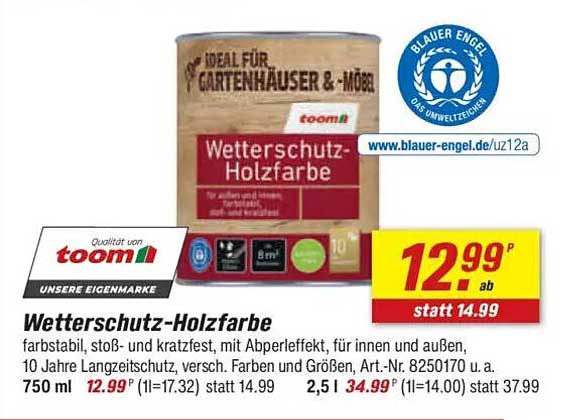 Wetterschutz-Holzfarbe 750 ml | Ideal für Gartenhäuser & Möbel