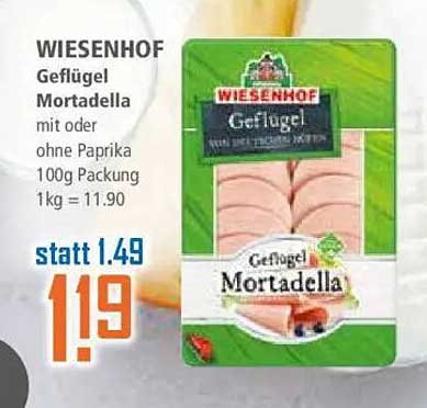 WIESENHOF Geflügel Mortadella mit oder ohne Paprika 100g
