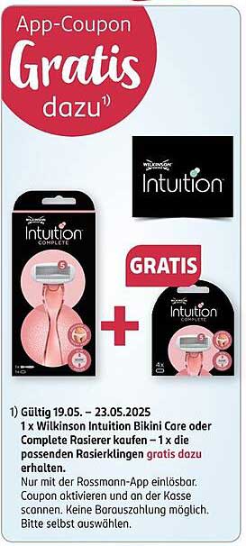 Wilkinson Intuition Bikini Care oder Complete Rasierer mit Gratis Rasierklingen