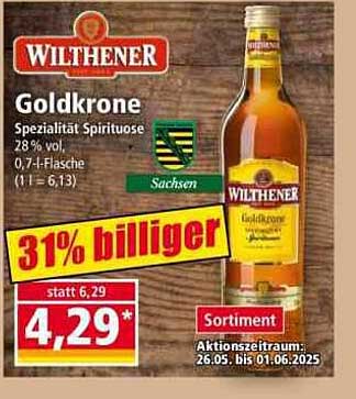 Wilthener Goldkrone Spezialität Spirituose 0,7 l – 31% billiger