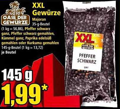 XXL Gewürze - Pfeffer schwarz 145 g für nur 1,99 €