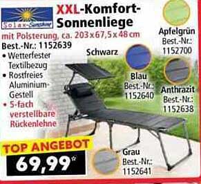 XXL-Komfort-Sonnenliege mit Polsterung