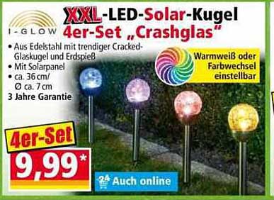 XXL-LED-Solar-Kugel 4er-Set 'Crashglas'