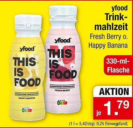 yfood Trinkmahlzeit Fresh Berry o. Happy Banana