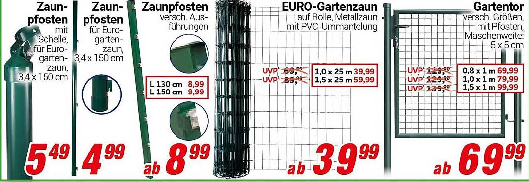 Zaunpfosten mit Schelle für Euro-Gartenzaun, 3,4 x 150 cm