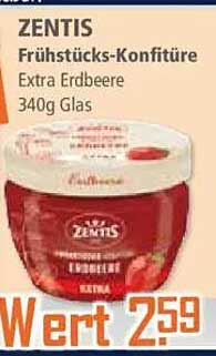 Zentis Frühstücks-Konfitüre Extra Erdbeere 340g Glas