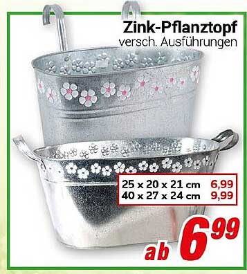 Zink-Pflanztopf verschiedene Ausführungen