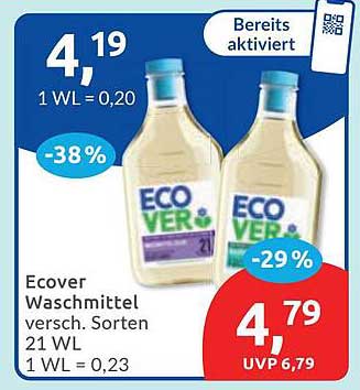 Ecover Waschmittel versch. Sorten 21 WL