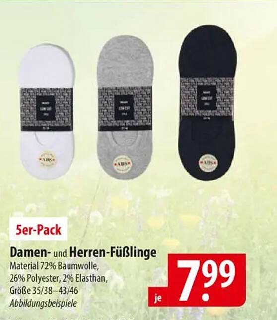 5er-Pack Damen- und Herren-Füßlinge