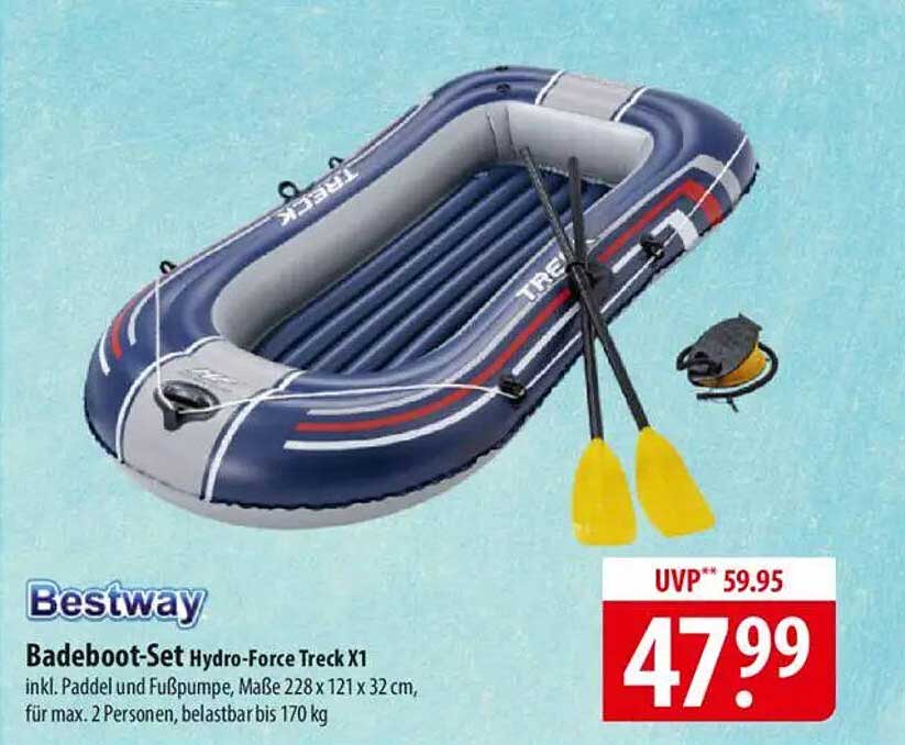 Badeboot-Set Hydro-Force Treck X1 inkl. Paddel und Fußpumpe