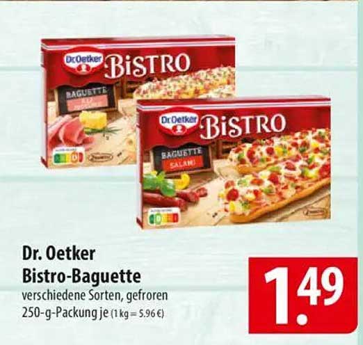 Dr. Oetker Bistro-Baguette verschiedene Sorten, gefroren 250-g-Packung