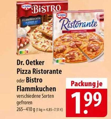 Dr. Oetker Pizza Ristorante oder Bistro Flammkuchen verschiedene Sorten gefroren