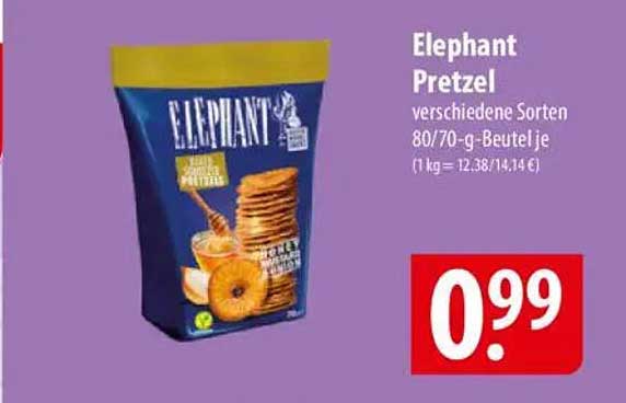 Elephant Pretzel verschiedene Sorten 80/70-g-Beutel
