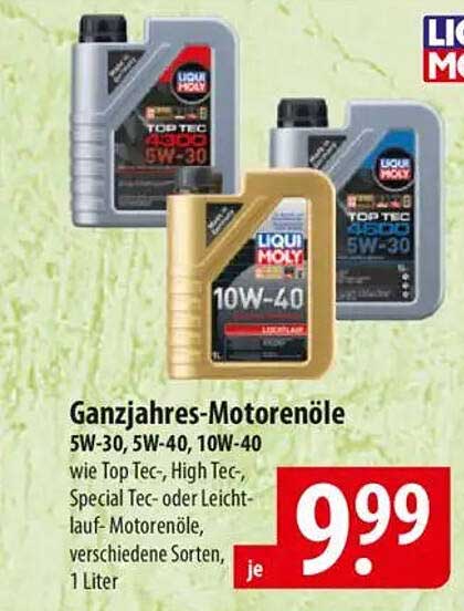 Ganzjahres-Motorenöle 5W-30, 5W-40, 10W-40