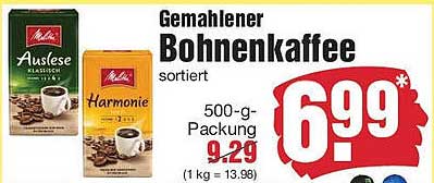 Gemahelener Bohnenkaffee - Sortiert 500-g Packung für nur 6,99 €