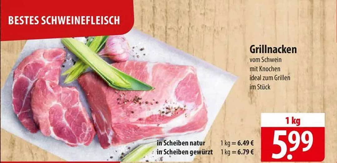 Grillnacken vom Schwein mit Knochen
