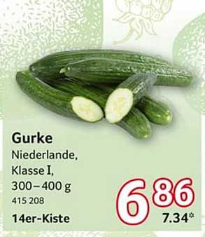 Gurke Niederlande, Klasse I, 300–400 g, 14er-Kiste