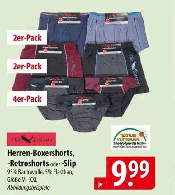 Herren-Boxershorts, -Retrosorts oder -Slip im Angebot