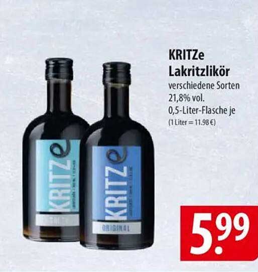 KRITZe Lakritzlikör verschiedene Sorten 21,8% vol.
