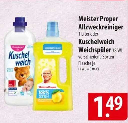 Meister Proper Allzweckreiniger oder Kuschelweich Weichspüler