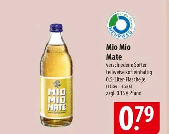 Mio Mio Mate 0,5-Liter-Flasche - nur 0,79 €