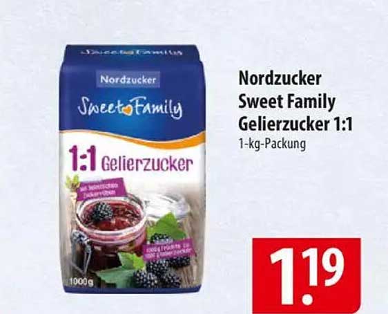 Nordzucker Sweet Family Gelierzucker 1:1 1-kg-Packung
