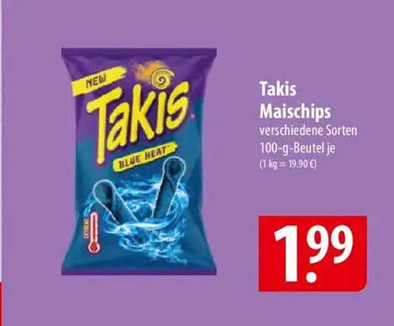 Takis Maischips verschiedene Sorten 100-g-Beutel