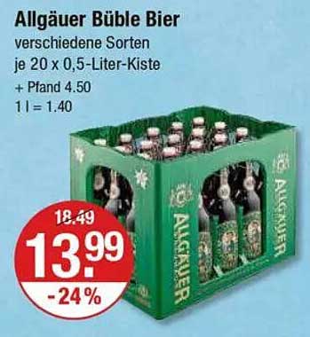 Allgäuer Büble Bier - verschiedene Sorten im 20er-Kasten