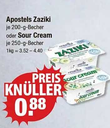 Apostels Zaziki oder Sour Cream - je 200-g-Becher oder 250-g-Becher für nur 0,88 €