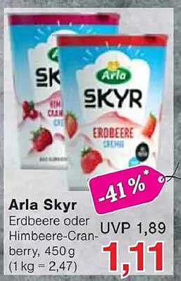 Arla Skyr Erdbeere oder Himbeere-Cranberry, 450 g