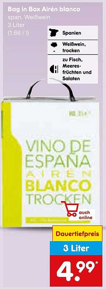 Bag in Box Airén blanco – spanischer Weißwein 3 Liter