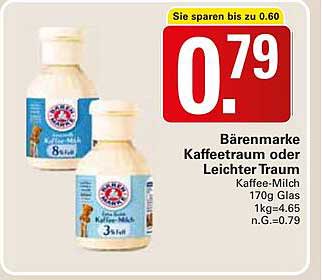 Bärenmarke Kaffeetraum oder Leichter Traum – Kaffee-Milch