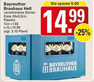 Bayreuther Brauhaus Hell verschiedene Sorten Kiste 20x0,5L Flasche