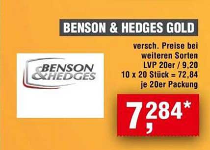 Benson & Hedges Gold Zigaretten – Hochwertiger Genuss